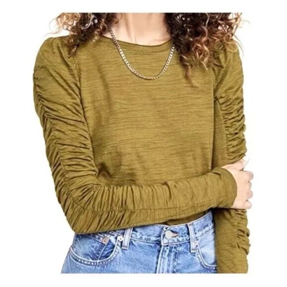 House of Harlow 1960 Tops - House of Harlow 1960 Ruffle Ruched Long-Sleeve Olive Women Size M Cottagecore